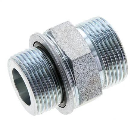 UN 1-7/16”-12 x M33x2 Zinc plated Steel Double Nipple ORFS 400 Bar – Hydraulic - Image 3