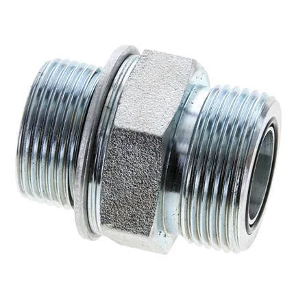 UN 1-7/16”-12 x M33x2 Zinc plated Steel Double Nipple ORFS 400 Bar – Hydraulic - Image 4