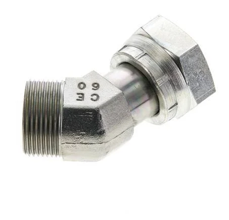 UN 1-7/16”-12 x UN 1-7/16”-12 F/M Zinc plated Steel 45 deg Elbow Fitting ORFS 400 Bar – Hydraulic - Image 2