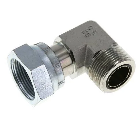 UN 1-7/16”-12 x UN 1-7/16”-12 M/F Zinc plated Steel 90 deg Elbow Fitting ORFS 400 Bar – Hydraulic