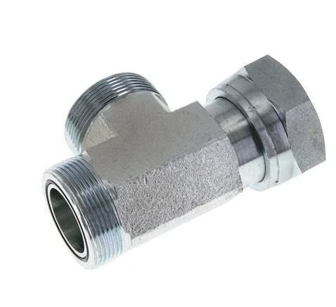 UN 2”-12 F/M Zinc plated Steel Tee ORFS with union nut 250 Bar – Hydraulic