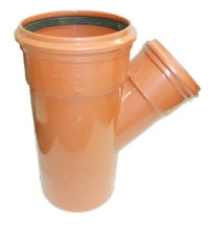 Underground 45◦ Double Socket Unequal Branch 160mm Terracotta