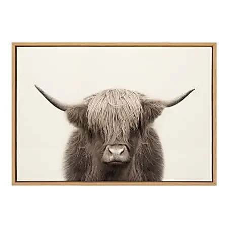 Uniek Kate And Laurel Sylvie Framed Canvas Wall Art, 23″ x 33″, Hey Dude Highland Cow Color