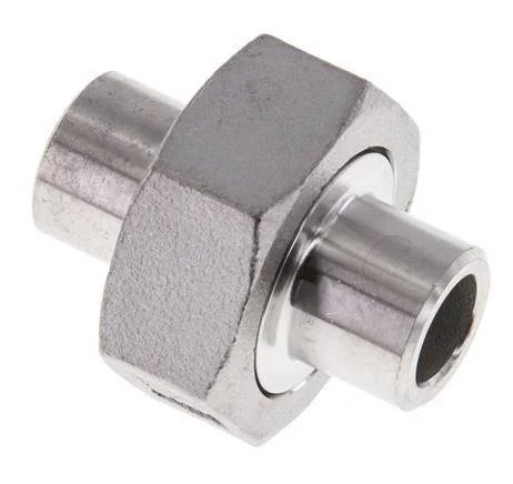 Union Straight Connector 13.5mm Weld End Stainless Steel Flat Seal PTFE 16bar (224.8psi)