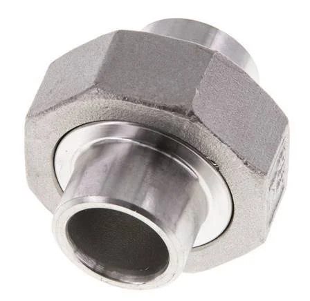 Union Straight Connector 21.3mm Weld End Stainless Steel Conical Seal 16bar (224.8psi)