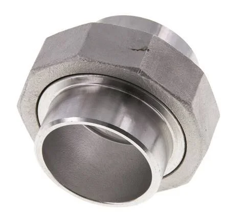 Union Straight Connector 48.3mm Weld End Stainless Steel Conical Seal 16bar (224.8psi)