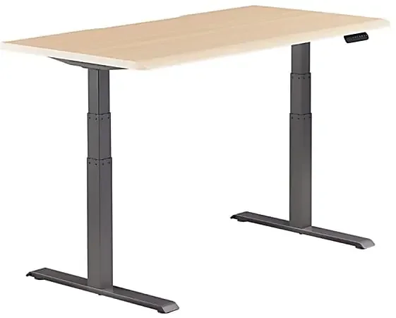 VARI Electric Standing Desk With ComfortEdge, 60″W, Light Wood