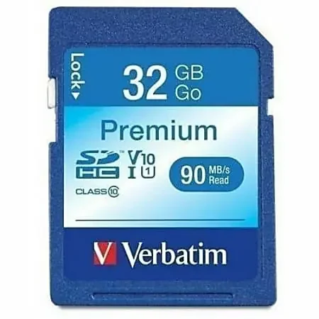 Verbatim 32GB Premium SDHC Memory Card, UHS-I V10 U1 Class 10, Up to 90MB/s Read Speed