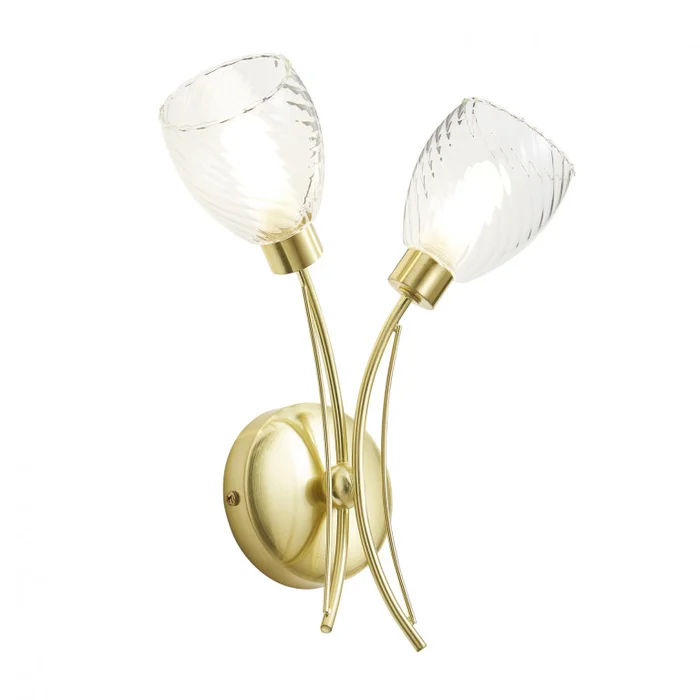 Veria 2 Light Tangle Wall Light Clear/Satin Brass