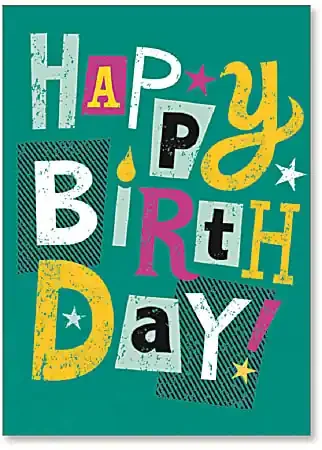 Viabella Birthday Greeting Card With Envelope, Bright And Happy, 5″ x 7″