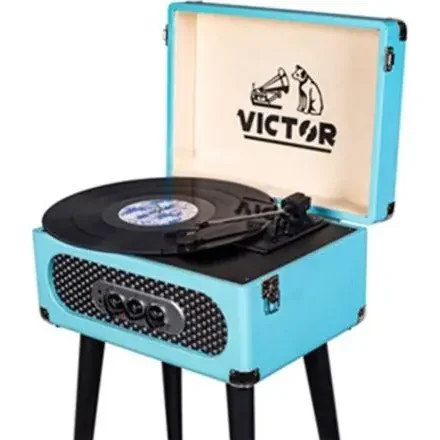 VICTOR Andover 5-in-1 Music Center with Chair Height Legs – Turquoise