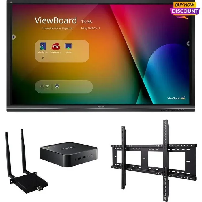 ViewSonic IFP7550-C1 – 75″ ViewBoard Interactive Flat Panel Bundle with Chromebox
