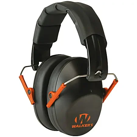 Walker‘s Game Ear® PRO Low-Profile Folding Muff, 4-13/16 x 6-7/16 x 7-1/4, Black/Orange