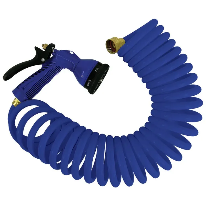 Whitecap 50‘ Blue Coiled Hose w/Adjustable Nozzle