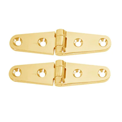 Whitecap Strap Hinge – Polished Brass – 4″ x 1″ – Pair [S-604BC]
