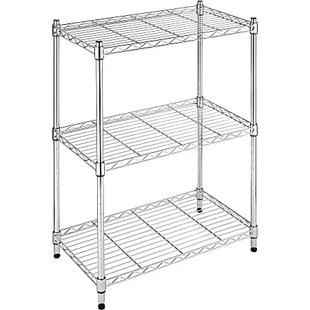 Whitmor Storage Rack, 3 Tier(s), 29.9″H x 23.2″W x 13.1″L, Floor, Heavy Duty, Adjustable Leveler, Durable, Steel