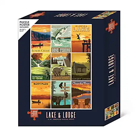 Willow Creek Press 1,000 Piece Jigsaw Puzzle, 26-5/8” x 19-1/4”, Lake And Lodge
