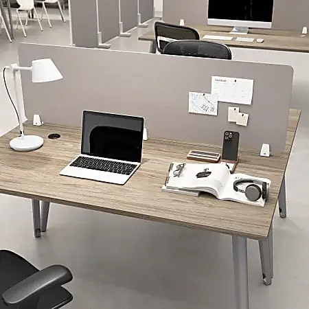 WorkPro® Motiva Desktop Privacy Screen, 18-1/8”H x 58”W x 2”D, Warm Beige, Standard Delivery