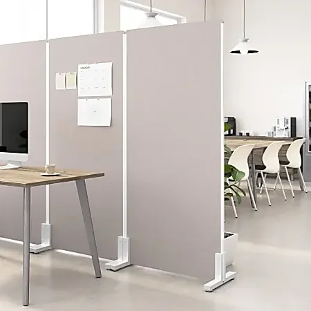WorkPro® Motiva Freestanding Privacy Screen, 72-11/16”H x 34-1/8”W x 15”D, Warm Beige, Standard Delivery