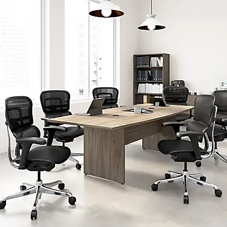 WorkPro® Motiva Office Conference Table With Wood Base, 28-11/16”H x 95-1/4”W x 42-1/16”D, Modern Hickory, Standard Delivery