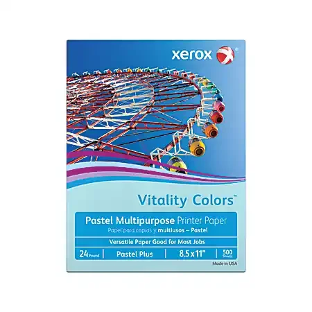 Xerox® Vitality Colors™ Pastel Plus Color Multi-Use Printer & Copy Paper, 1 Ream, Blue, Letter (8.5″ x 11″), 500 Sheets Per Ream, 24 Lb, 30% Recycled
